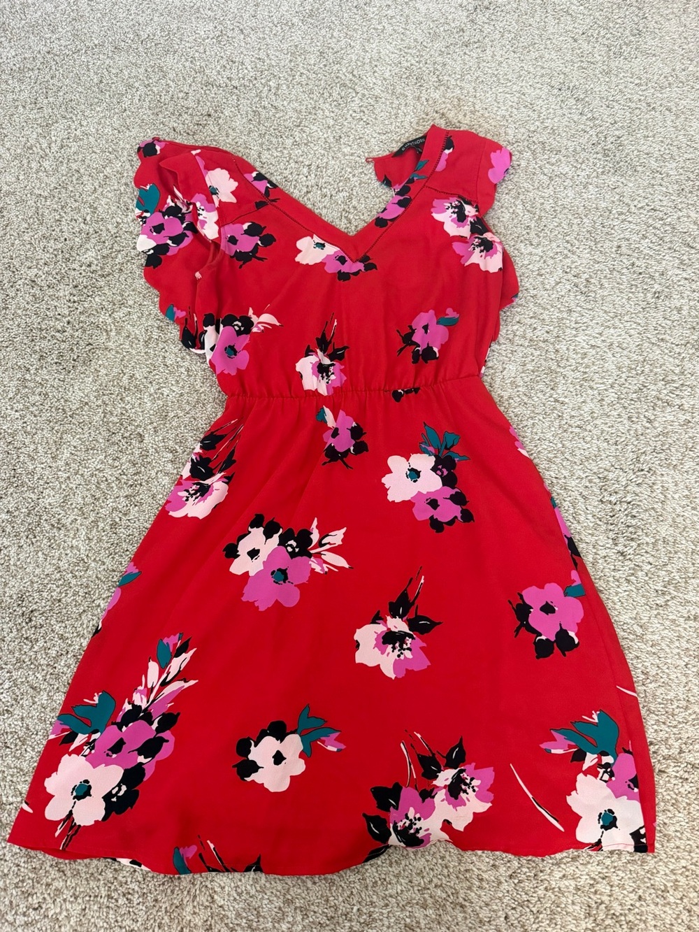 41 Hawthorn Red Floral V-Neck Mini Dress